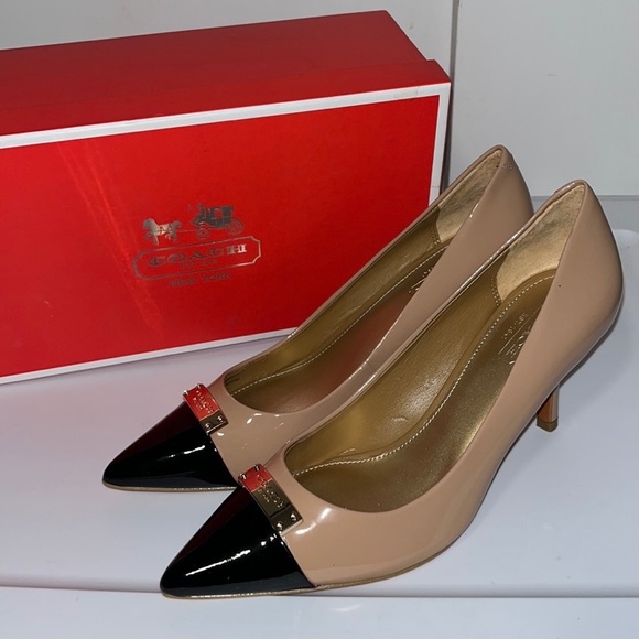 Coach Shoes Coach Zan Patent Leather Cap Toe Heels Pumps Womens